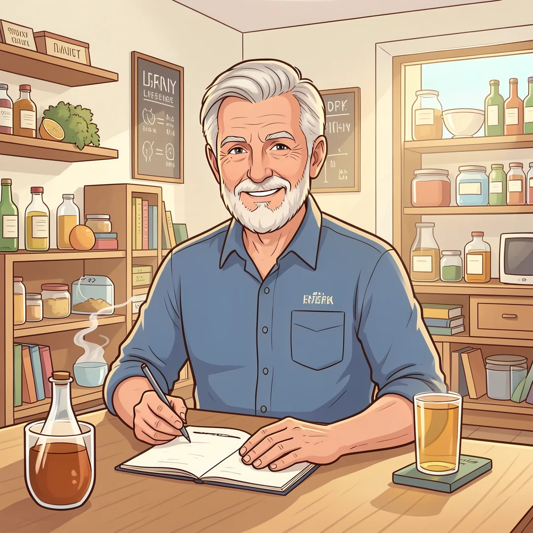 Step 7: Healthy lifestyle choices illustration showing men over 60 avoiding smoking and excessive alcohol